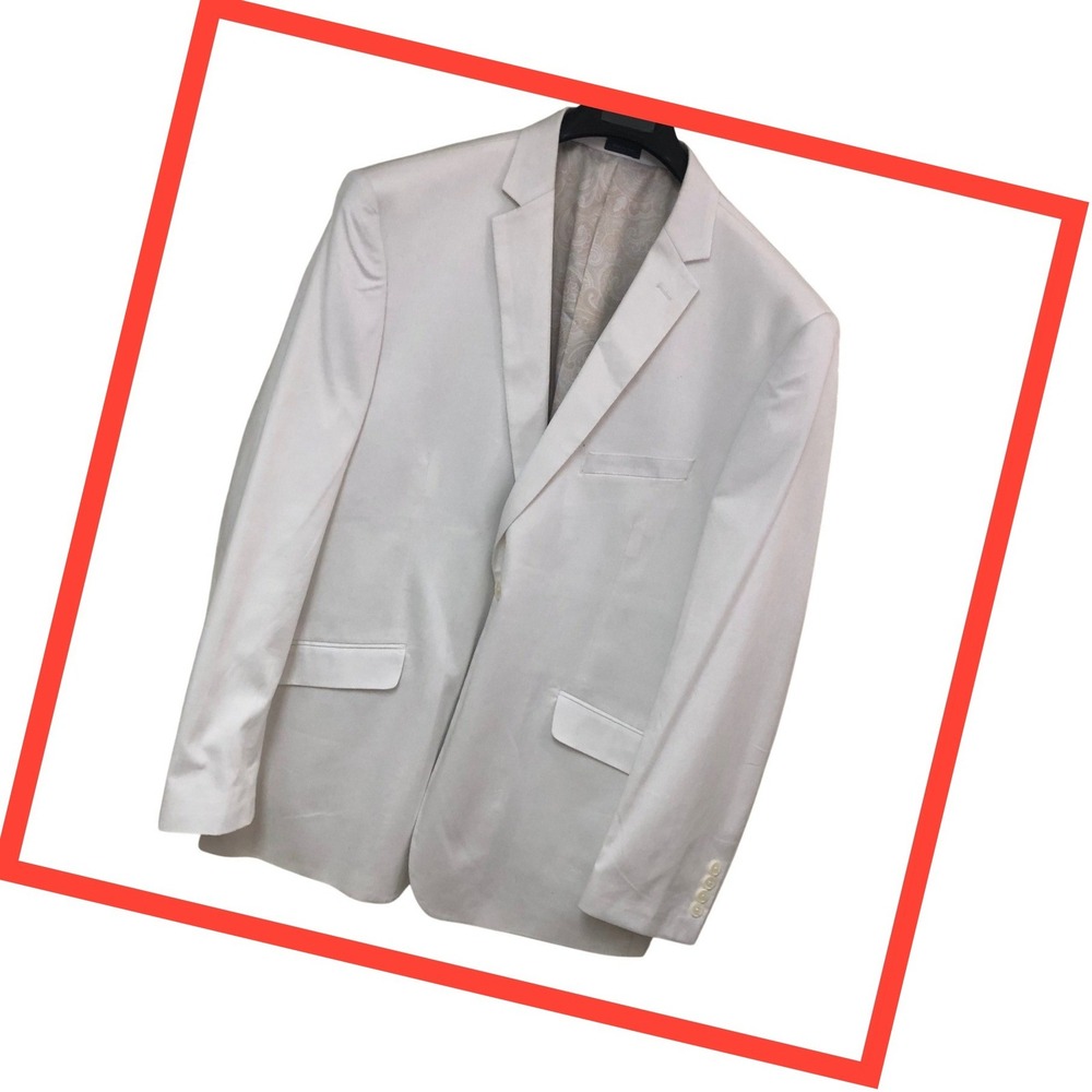 NWOT Madison White‎ Blazer Sport Coat Cotton Modern Fit Wedding Summer Mens 44R